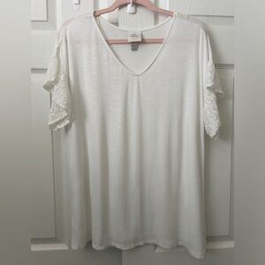 Knox Rose white v neck ruffle short sleeve XXL